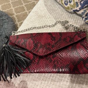 Mossimo Red Snake Print Clutch with Chain Strap